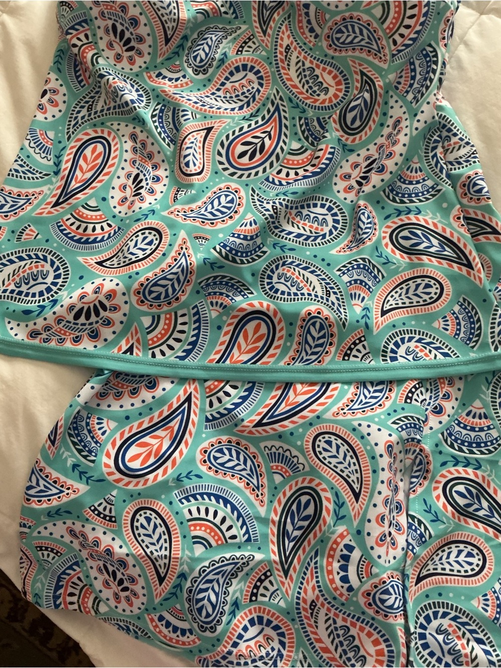 Turquoise Paisley Two-Piece Swim Set - Picture 12 of 15